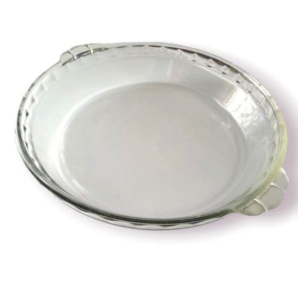 Pyrex 229 31 Clear Glass Pie Pan 9.5" Round Crimped Handles - Picture 1 of 5